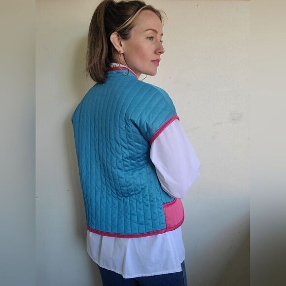 The Megan Vintage 80s Does 60s Pastel Quilted Vest S - Picture 15 of 16